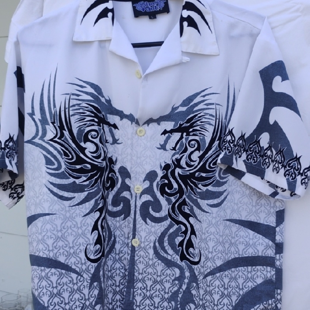 Stylish Kids Tribal Graphic Button Down Shirt - Black & White